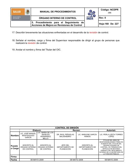 manual de procedimientos del Ã³rgano interno de control - Instituto ...