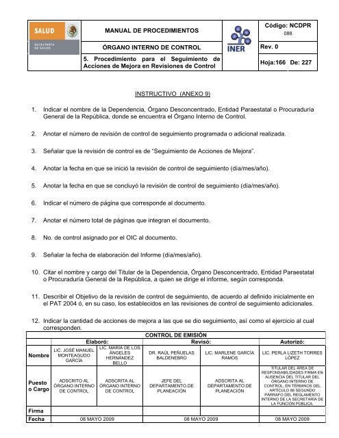 manual de procedimientos del Ã³rgano interno de control - Instituto ...