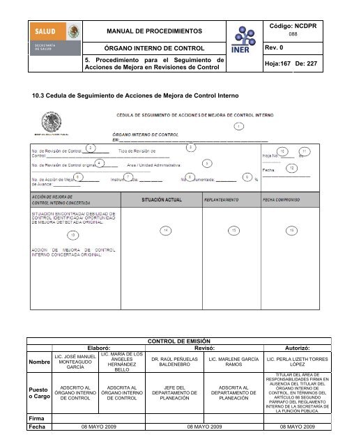 manual de procedimientos del Ã³rgano interno de control - Instituto ...