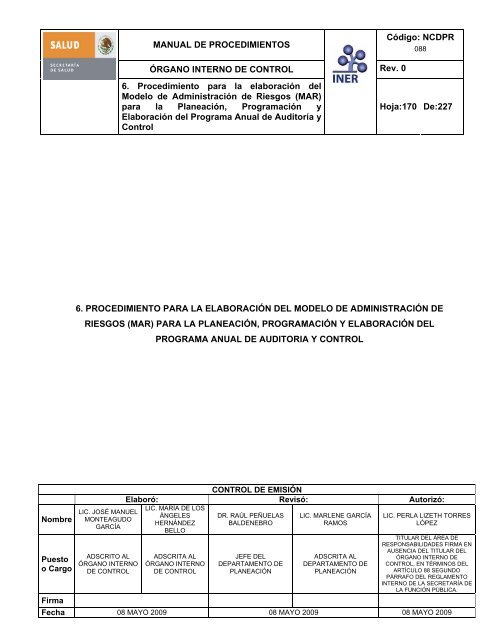 manual de procedimientos del Ã³rgano interno de control - Instituto ...