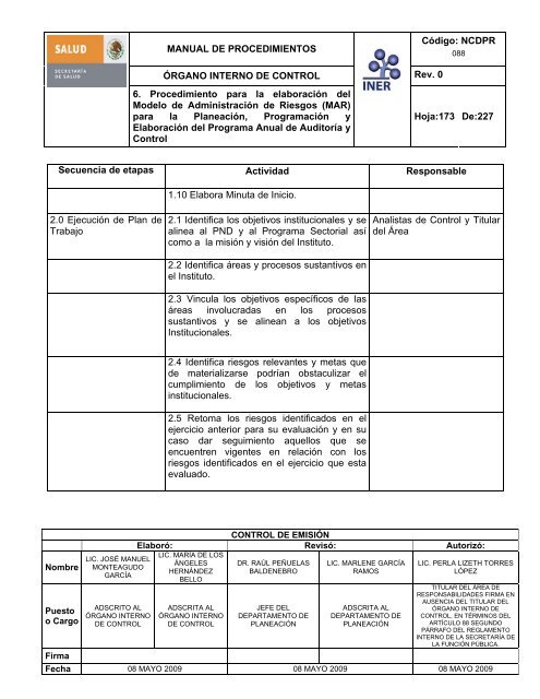 manual de procedimientos del Ã³rgano interno de control - Instituto ...