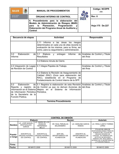 manual de procedimientos del Ã³rgano interno de control - Instituto ...