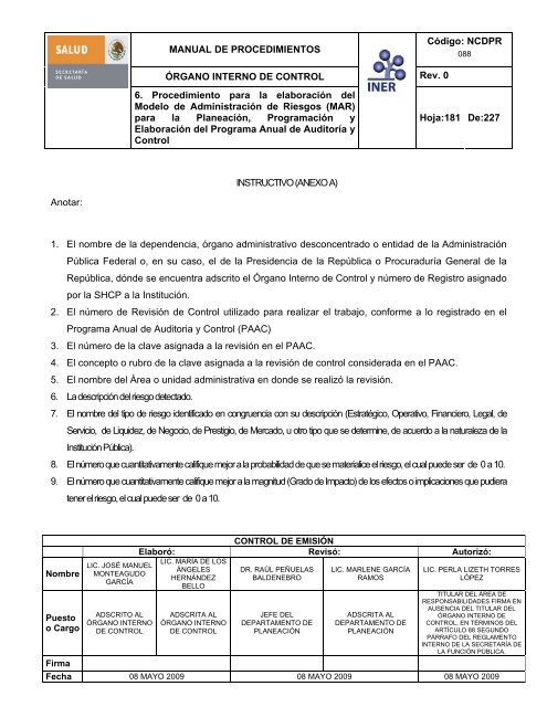 manual de procedimientos del Ã³rgano interno de control - Instituto ...