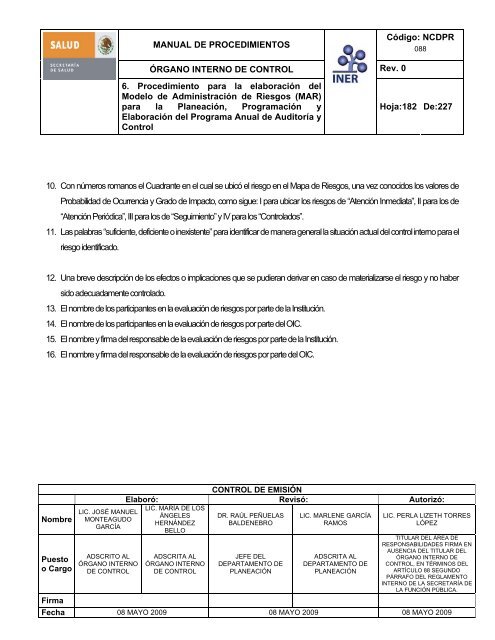 manual de procedimientos del Ã³rgano interno de control - Instituto ...