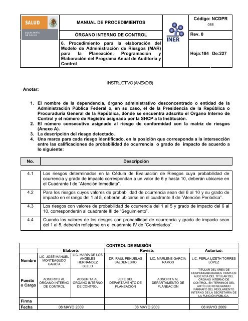 manual de procedimientos del Ã³rgano interno de control - Instituto ...