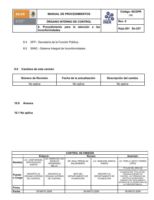 manual de procedimientos del Ã³rgano interno de control - Instituto ...