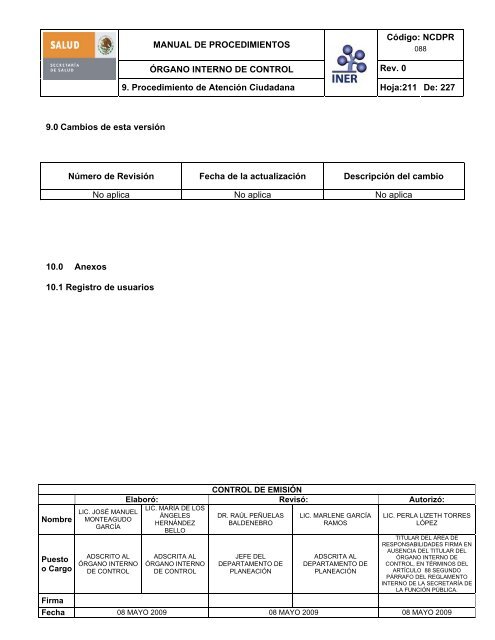 manual de procedimientos del Ã³rgano interno de control - Instituto ...