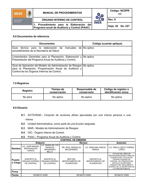 manual de procedimientos del Ã³rgano interno de control - Instituto ...