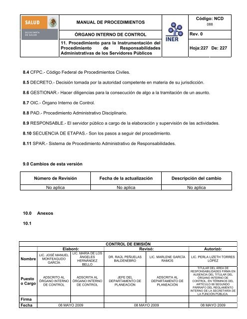 manual de procedimientos del Ã³rgano interno de control - Instituto ...