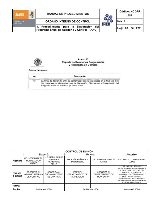 manual de procedimientos del Ã³rgano interno de control - Instituto ...