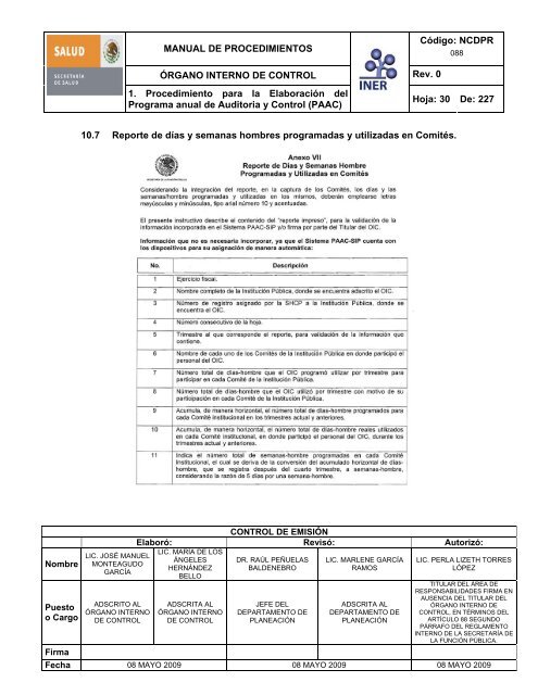 manual de procedimientos del Ã³rgano interno de control - Instituto ...