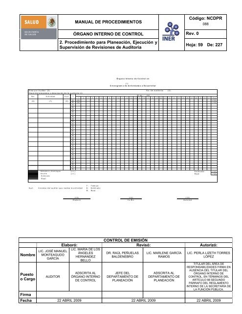 manual de procedimientos del Ã³rgano interno de control - Instituto ...