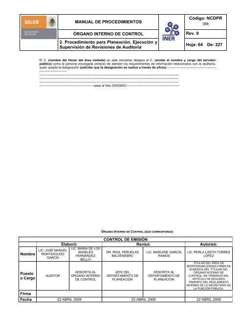 manual de procedimientos del Ã³rgano interno de control - Instituto ...