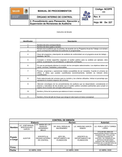 manual de procedimientos del Ã³rgano interno de control - Instituto ...