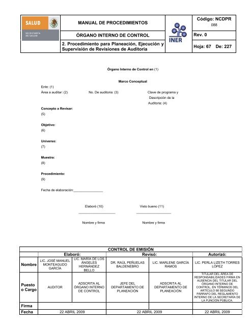 manual de procedimientos del Ã³rgano interno de control - Instituto ...