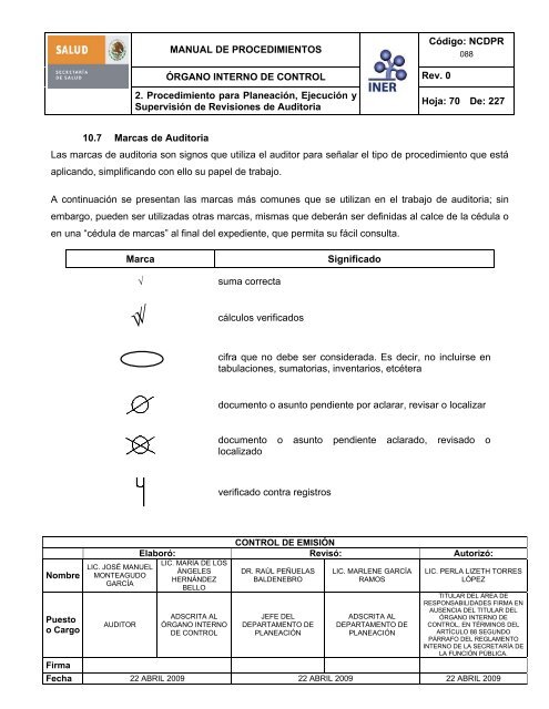 manual de procedimientos del Ã³rgano interno de control - Instituto ...