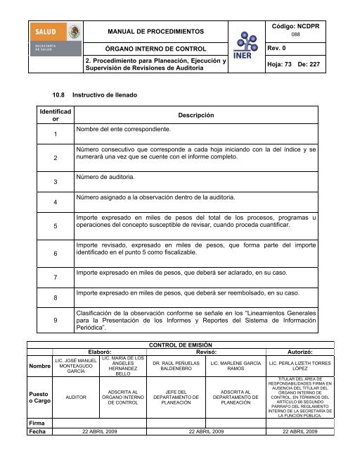 manual de procedimientos del Ã³rgano interno de control - Instituto ...