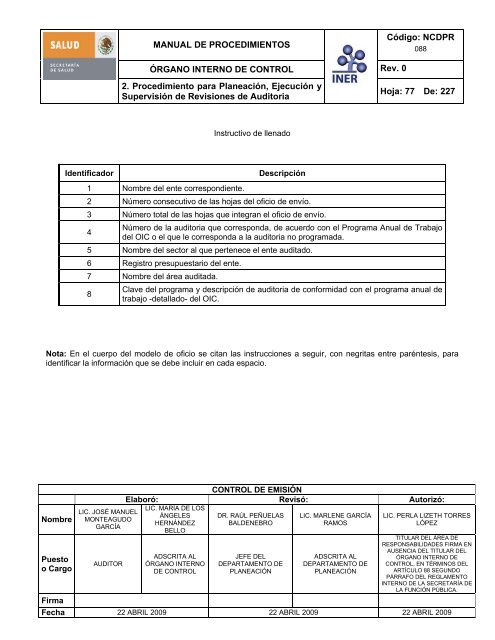 manual de procedimientos del Ã³rgano interno de control - Instituto ...