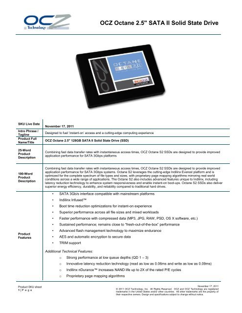 OCZ SKU sheet template V1. 082509 - Inet.se