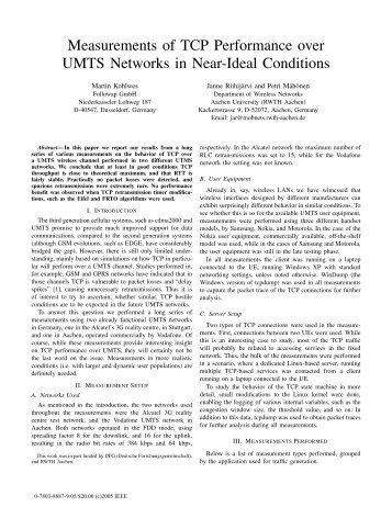 Measurements of TCP Performance Over UMTS Networks ... - iNETS