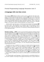 Formal Programming Language Semantics note 5 A language with ...