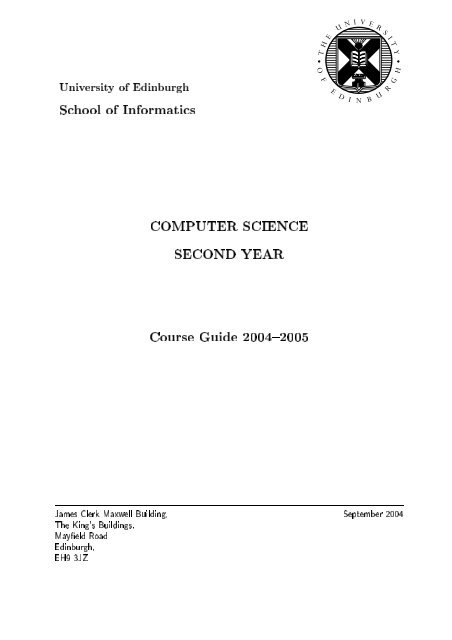 University Of Edinburgh School Of Informatics Computer