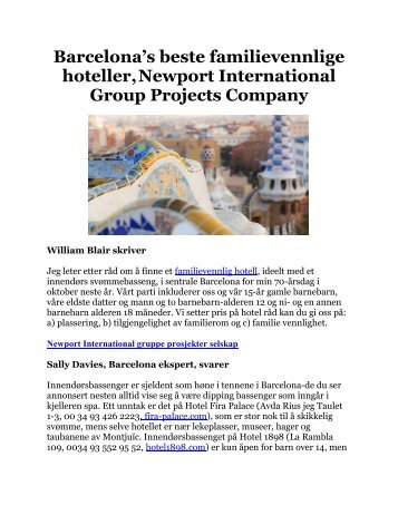 Barcelona’s beste familievennlige hoteller, Newport International Group Projects Company