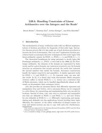 LIRA: Handling Constraints of Linear Arithmetics over the Integers ...