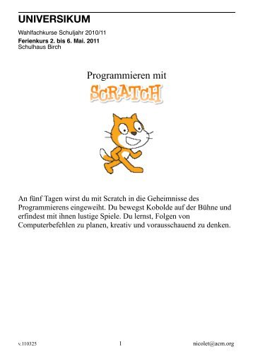 Programmieren mit Scratch - ETH ZÃ¼rich