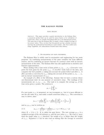 THE KALMAN FILTER 1. An example of data filtering The Kalman ...