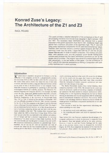 Konrad Zuse's Legacy: The Architecture of the Z1 and Z3