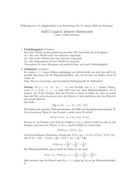 MafI I: Logik & Diskrete Mathematik