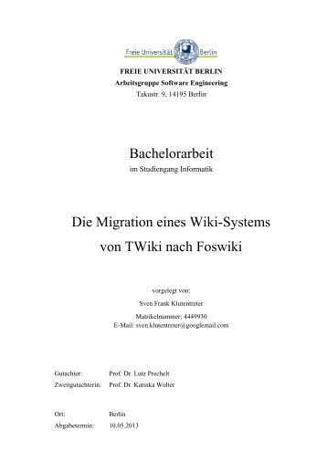 Bachelorarbeit Die Migration eines Wiki-Systems von TWiki nach ...