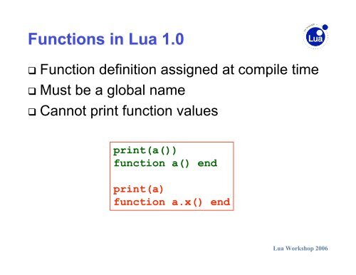 Functions in Lua