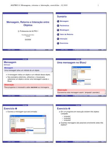 Mensagens e Interação - Faculdade de Informática - pucrs