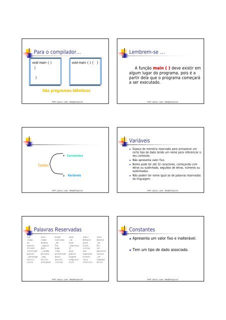 Introdução à Linguagem C - pucrs