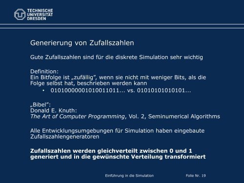 Einführung in die Simulation Dr. Christoph ... - Fakultät Informatik