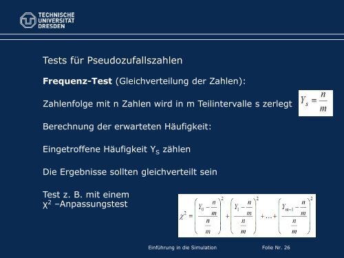 Einführung in die Simulation Dr. Christoph ... - Fakultät Informatik