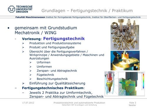 Produktionstechnik und automatisierte Produktion - Technische ...