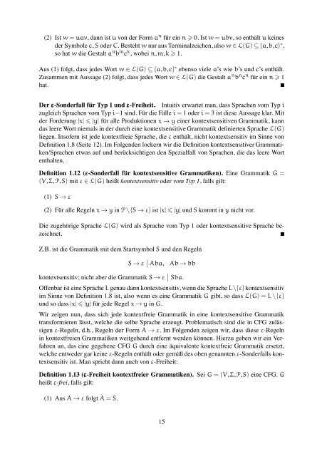 1. Teil: Formale Sprachen und Automatentheorie - Faculty of ...