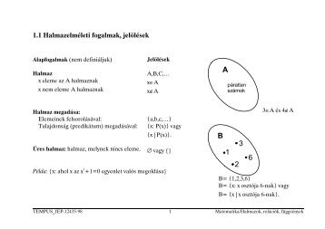 Halmazok, relÃ¡ciÃ³k, fÃ¼ggvÃ©nyek