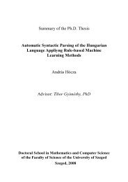 Summary of the Ph.D. Thesis Automatic Syntactic Parsing of the ...