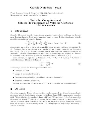 CÃ¡lculo NumÃ©rico - 05/2 Trabalho Computacional SoluÃ§Ëao de ...