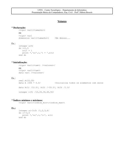 Vetores e matrizes