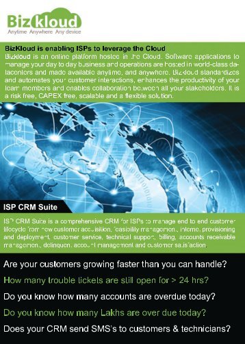 Bizkloud ISP CRM suite Brochure