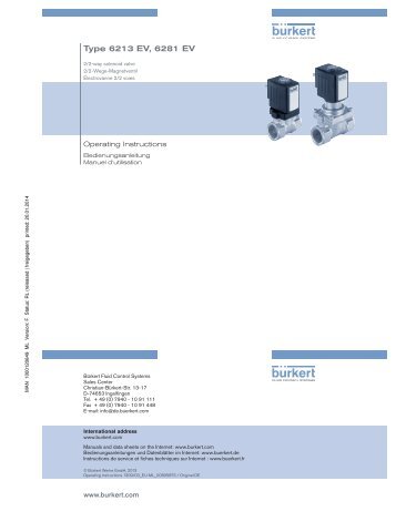 Type 6213 EV, 6281 EV - Bürkert Fluid Control Systems