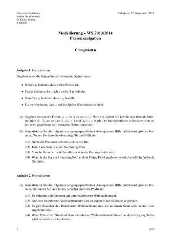 Blatt 6 - Institut für Informatik - Universität Paderborn