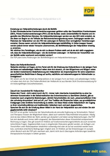 FDH – Fachverband Deutscher Heilpraktiker e.V. - FDP