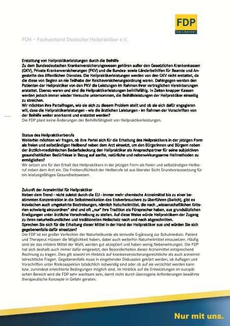 FDH – Fachverband Deutscher Heilpraktiker e.V. - FDP