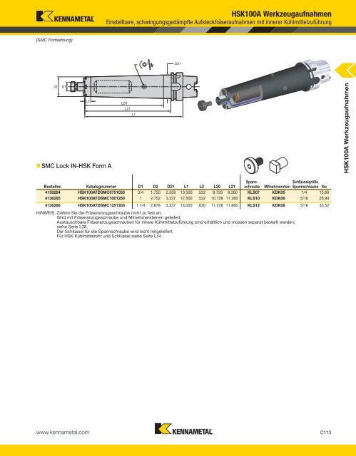 Kennametal WERKZEUGSYSTEME13 — HSK — A-12-02809DE